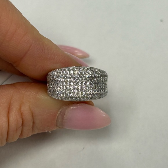 Suzy Levian Sterling Silver White Cubic Zirconia Half Band Ring NWT